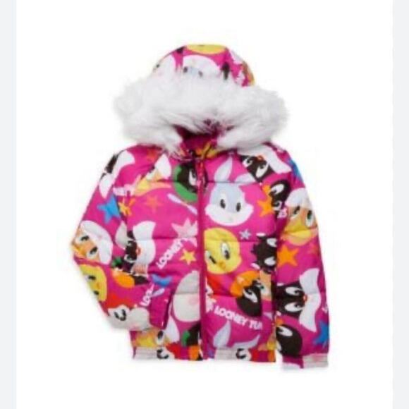 LOONEY TUNES PUFFER HOODED‎ JACKET SIZE 3T - Picture 1 of 6